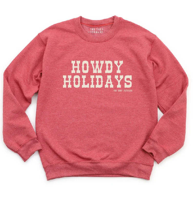 Christmas Shopping HOWDY HOLIDAYS Unisex Pullover - HEATHER RED