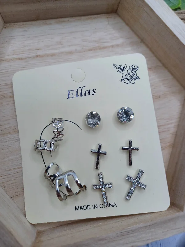 Christmas Cookies Inspirational Cross Earring Set- Silver