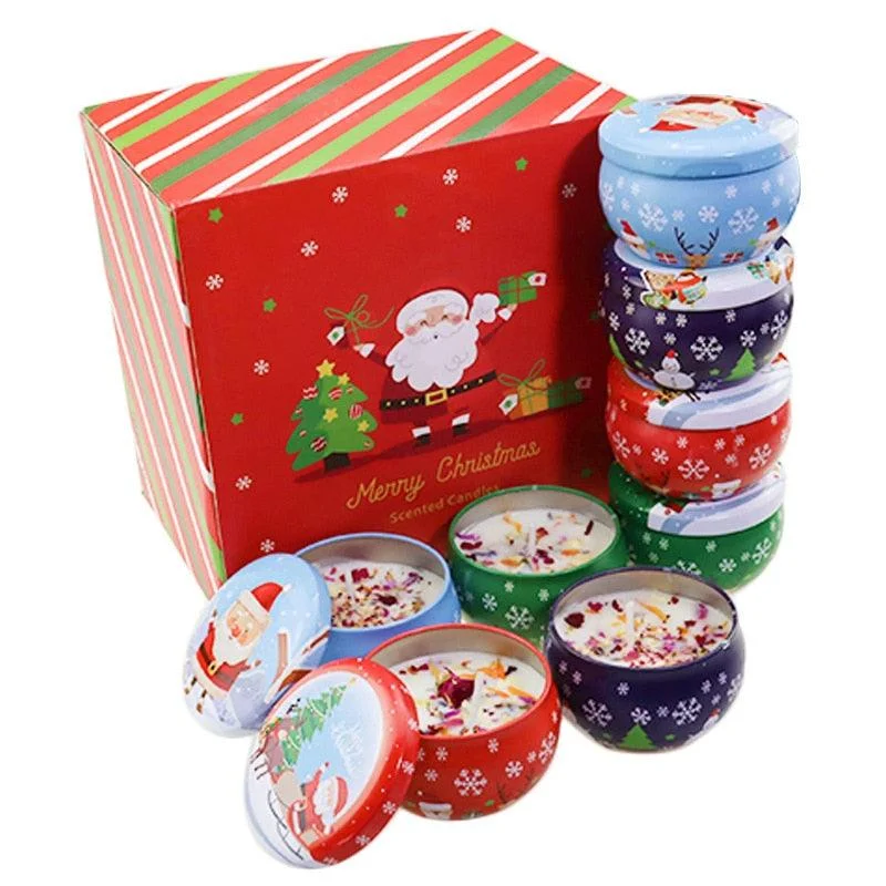 Christmas Cheer Iron Pot Christmas Theme Candle Set
