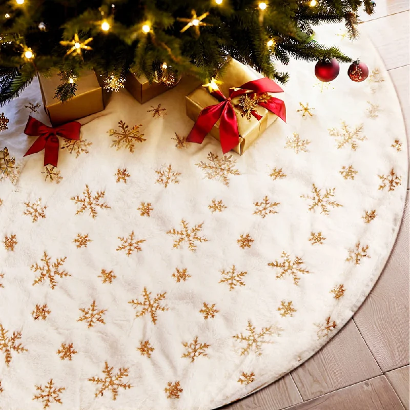 Christmas Sleigh Ride Christmas Tree Skirt 90cm Snowflake Ornaments Xmas Decorations Christmas Sleigh Ride Christmas Tree Skirt 90cm Snowflake Ornaments Xmas Decorations