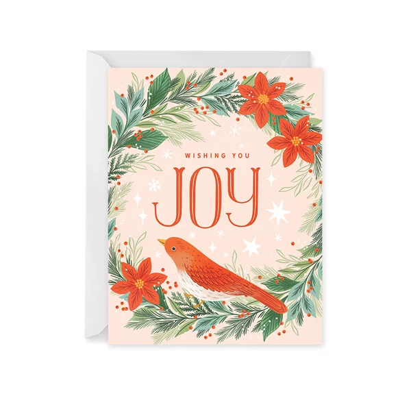Christmas Spirit Joyful Wreath Holiday Card