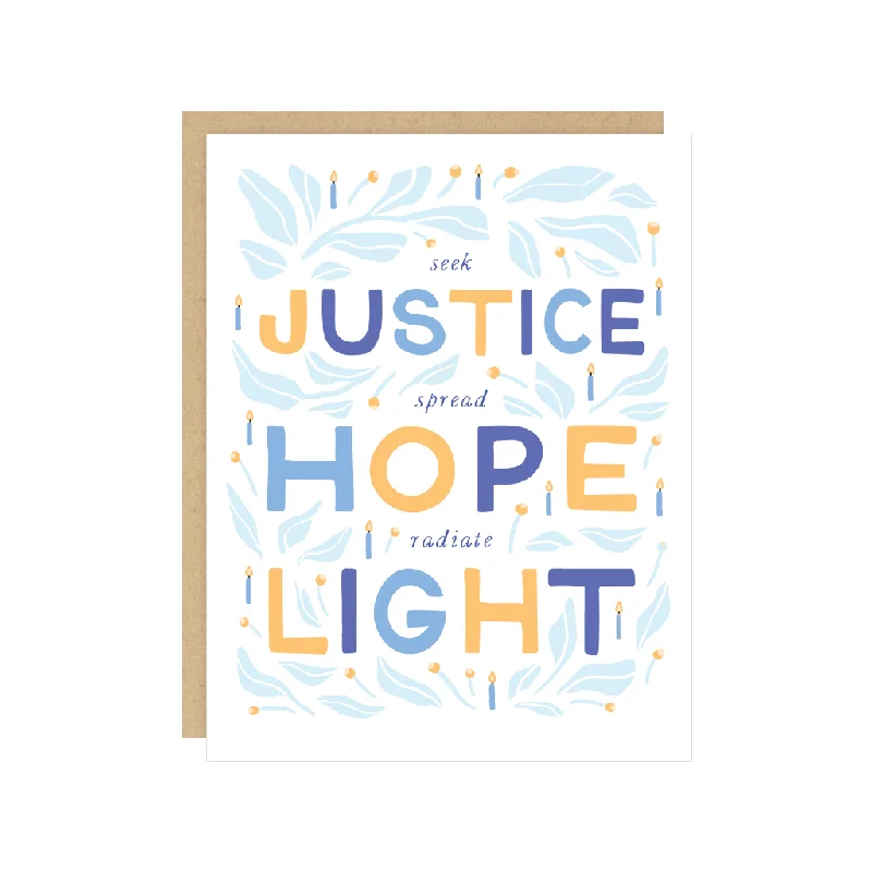 Christmas Candle Holders Justice Hanukkah Card