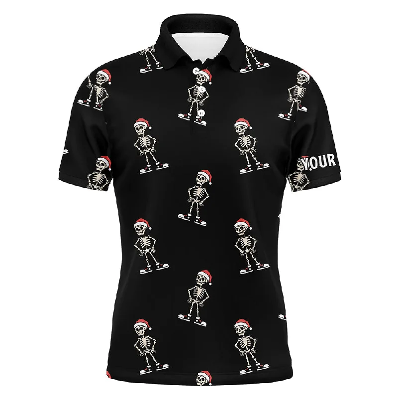Cartoon Skeleton With Santa Hat Christmas Mens Golf Polo Shirts Black Skull Golf Shirts For Men LDT0664 Cartoon Skeleton With Santa Hat Christmas Mens Golf Polo Shirts Black Skull Golf Shirts For Men LDT0664