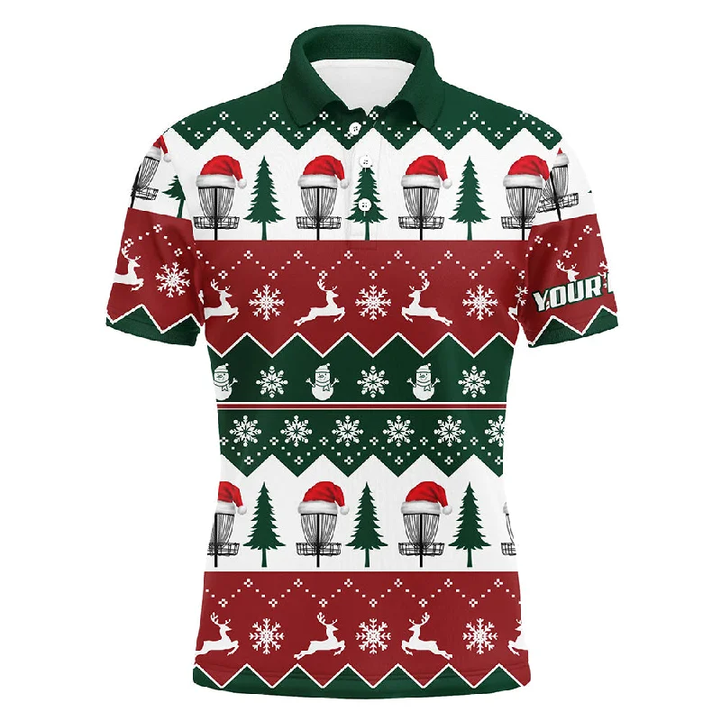 Disc Golf Santa Christmas Tree Snow Mens Polo Shirt Custom Christmas Disc Golf Gifts For Men LDT0671 Disc Golf Santa Christmas Tree Snow Mens Polo Shirt Custom Christmas Disc Golf Gifts For Men LDT0671