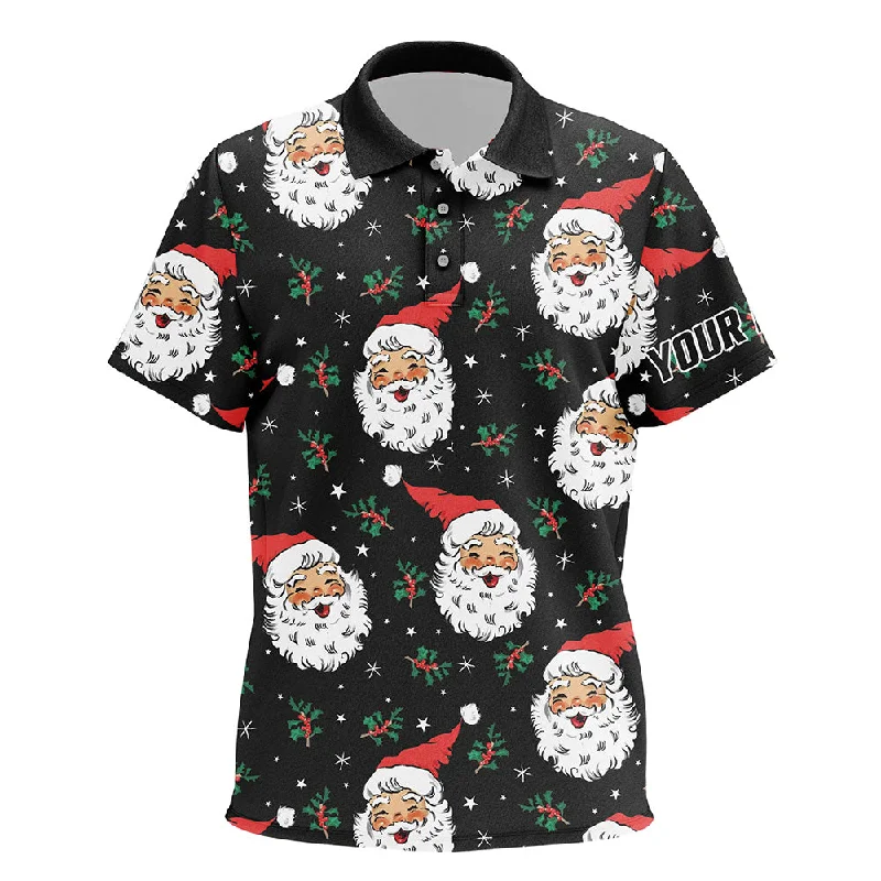 Santa Claus With Holly & Snowflakes Christmas Kid Golf Polos Vintage Cute Golf Shirts For Kid LDT0676 Santa Claus With Holly & Snowflakes Christmas Kid Golf Polos Vintage Cute Golf Shirts For Kid LDT0676