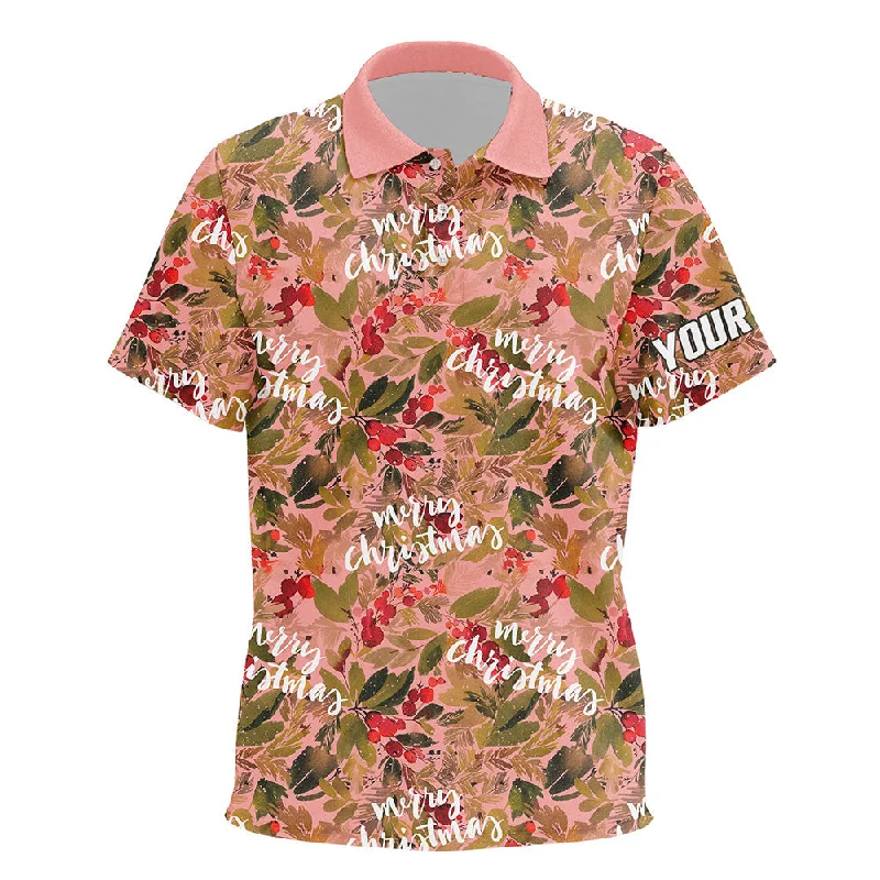 Watercolor Merry Christmas Pink Unisex Kids Golf Polo Shirt Custom Golf Shirt For Kid Golf Gifts LDT0678 Watercolor Merry Christmas Pink Unisex Kids Golf Polo Shirt Custom Golf Shirt For Kid Golf Gifts LDT0678