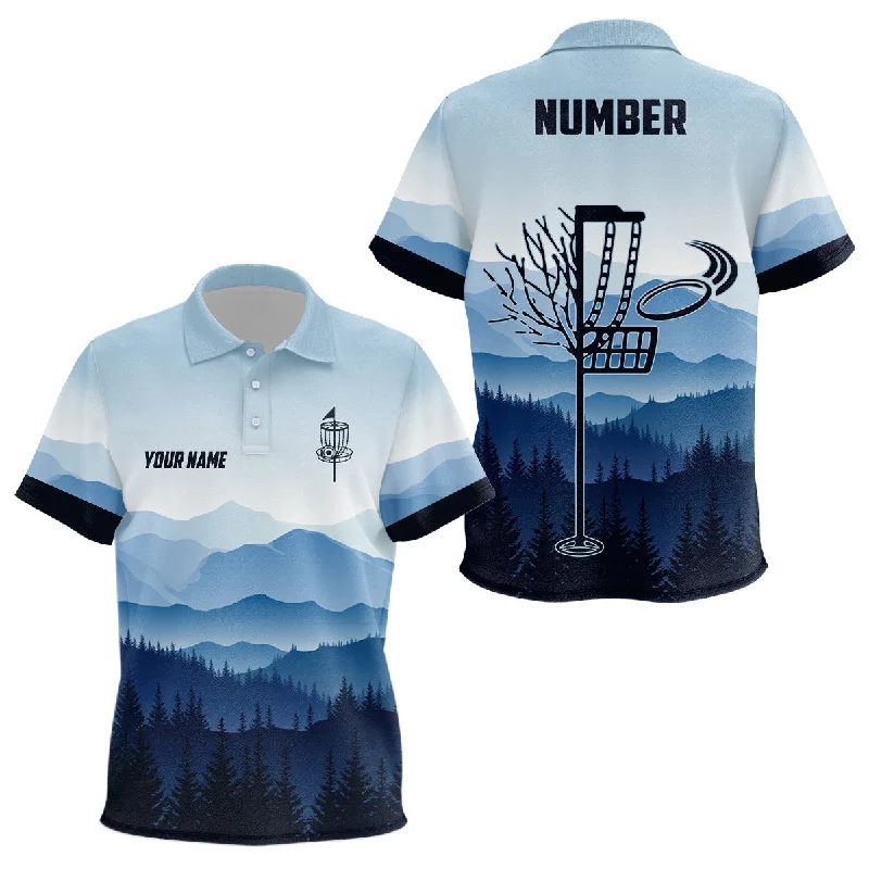 Blue Mountain Landscape Disc Golf Kids Polo Shirt Custom Winter Disc Golf Shirt For Kid LDT0693 Blue Mountain Landscape Disc Golf Kids Polo Shirt Custom Winter Disc Golf Shirt For Kid LDT0693