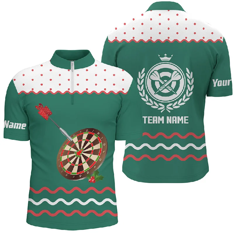 Personalized Darts Christmas Green Quarter-zip Shirt Custom Darts Shirt For Men Dart Jersey LDT0740 Personalized Darts Christmas Green Quarter-zip Shirt Custom Darts Shirt For Men Dart Jersey LDT0740