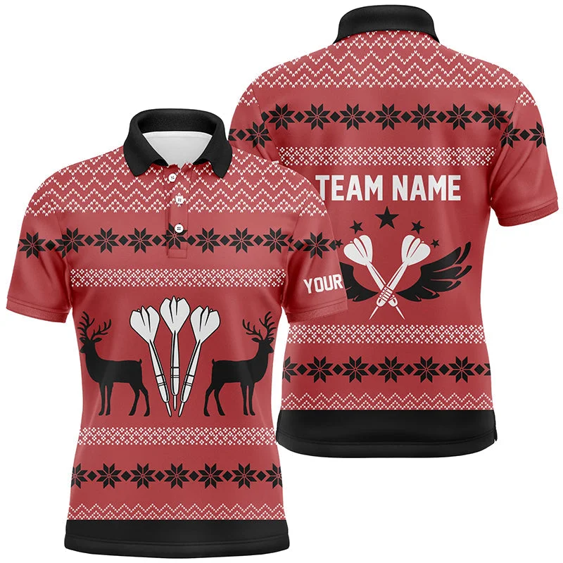 Personalized Darts Christmas Reindeers Red Mens Polo Shirt Custom Darts Jersey For Men LDT0742 Personalized Darts Christmas Reindeers Red Mens Polo Shirt Custom Darts Jersey For Men LDT0742