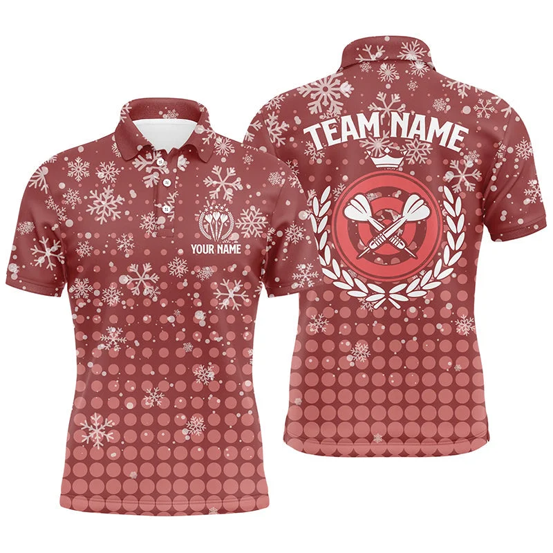 Personalized Darts Christmas Snowflakes Red Mens Polo Shirt Custom Darts Jersey For Men LDT0743 Personalized Darts Christmas Snowflakes Red Mens Polo Shirt Custom Darts Jersey For Men LDT0743