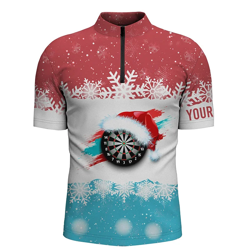 Santa Darts Christmas Red Blue Mens Dart Quarter-Zip Shirt Darts Shirt For Men Dart Jersey LDT0749 Santa Darts Christmas Red Blue Mens Dart Quarter-Zip Shirt Darts Shirt For Men Dart Jersey LDT0749