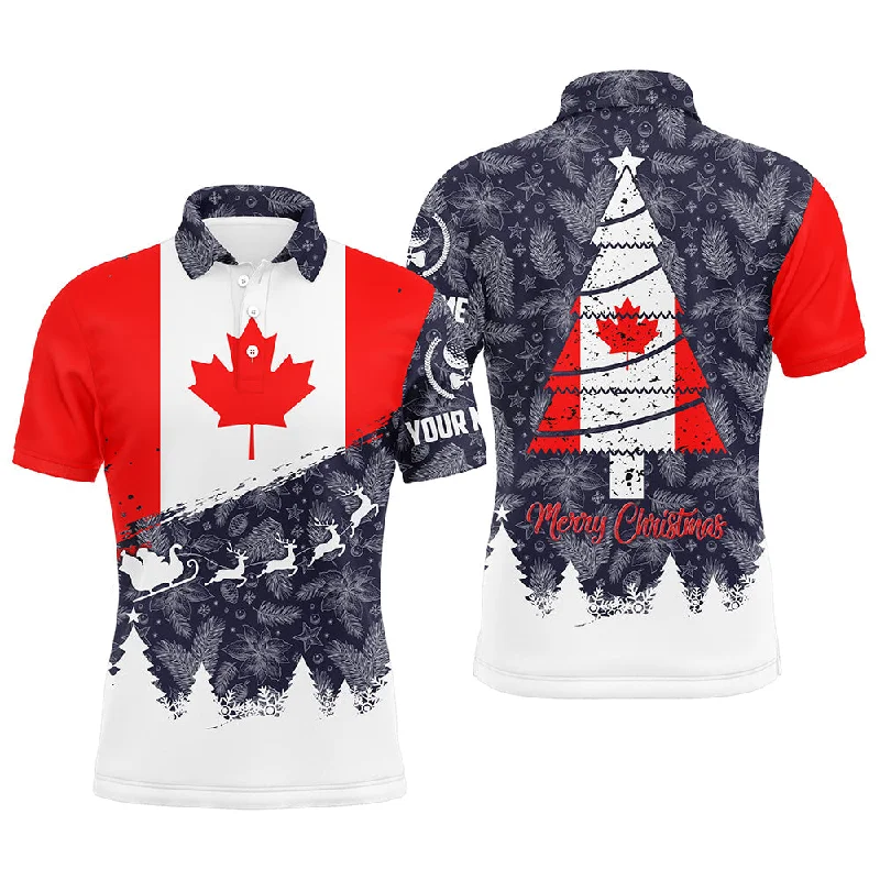 Merry Christmas Canada Flag Golf Mens Polo Shirt Custom Patriotic Golf Shirts For Men Golf Gifts LDT0750 Merry Christmas Canada Flag Golf Mens Polo Shirt Custom Patriotic Golf Shirts For Men Golf Gifts LDT0750