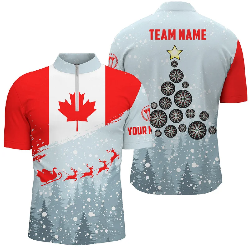 Christmas Canada Flag Darts Quarter Zip Shirt Custom Patriotic Mens Dart Shirt Dart Jersey LDT0752 Christmas Canada Flag Darts Quarter Zip Shirt Custom Patriotic Mens Dart Shirt Dart Jersey LDT0752