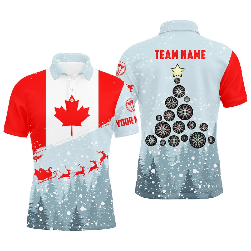 Christmas Canada Flag Men Darts Polo Shirt Custom Patriotic Dart Shirt For Men Dart Jersey LDT0752 Christmas Canada Flag Men Darts Polo Shirt Custom Patriotic Dart Shirt For Men Dart Jersey LDT0752