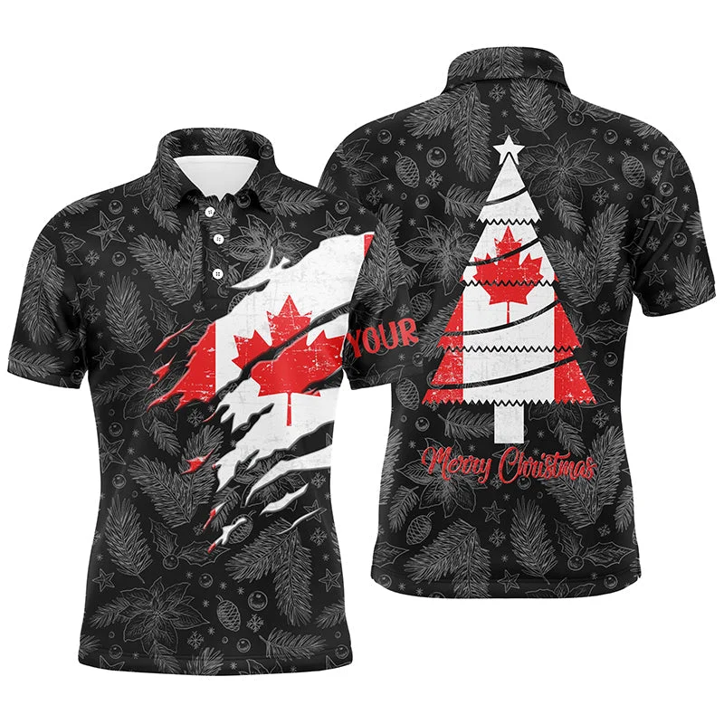 Canadian Flag Christmas Golf Mens Polo Shirt Custom Retro Patriotic Golf Shirts For Men Golf Gifts LDT0754 Canadian Flag Christmas Golf Mens Polo Shirt Custom Retro Patriotic Golf Shirts For Men Golf Gifts LDT0754