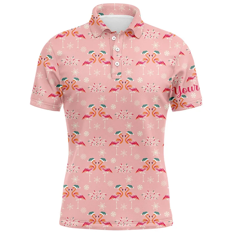 Pink Christmas Flamingos Mens Golf Polo Shirt Custom Funny Golf Shirts For Men Golf Gifts LDT0755 Pink Christmas Flamingos Mens Golf Polo Shirt Custom Funny Golf Shirts For Men Golf Gifts LDT0755