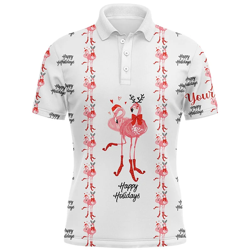 Tropical Santa Watercolor Flamingos Mens Golf Polo Shirt Christmas Golf Shirts For Men LDT0756 Tropical Santa Watercolor Flamingos Mens Golf Polo Shirt Christmas Golf Shirts For Men LDT0756
