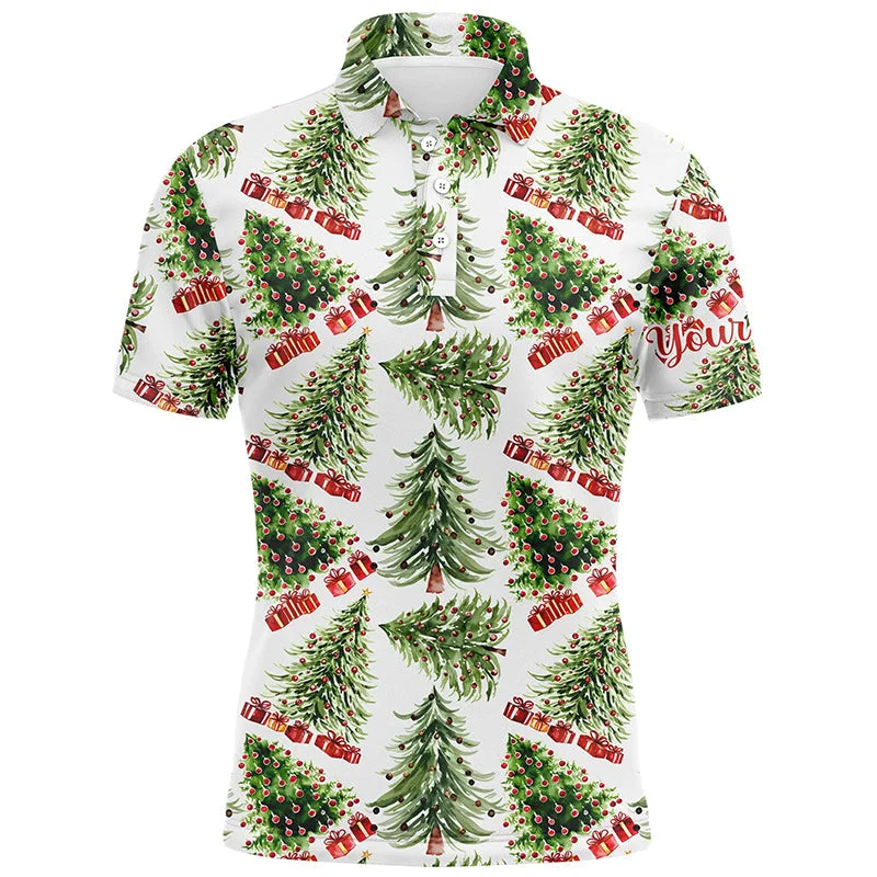 Watercolor Christmas Trees And Gifts Mens Golf Polo Shirt Winter Golf Shirts For Men LDT0759 Watercolor Christmas Trees And Gifts Mens Golf Polo Shirt Winter Golf Shirts For Men LDT0759