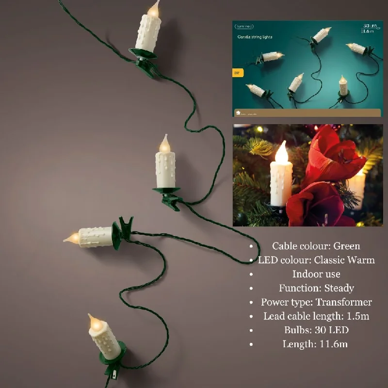 Christmas Day LED Candle Christmas String Lights - Classic Warm