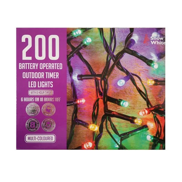 Christmas Fireplace Socks Led Light Chain 200 Multi Coloured B/o