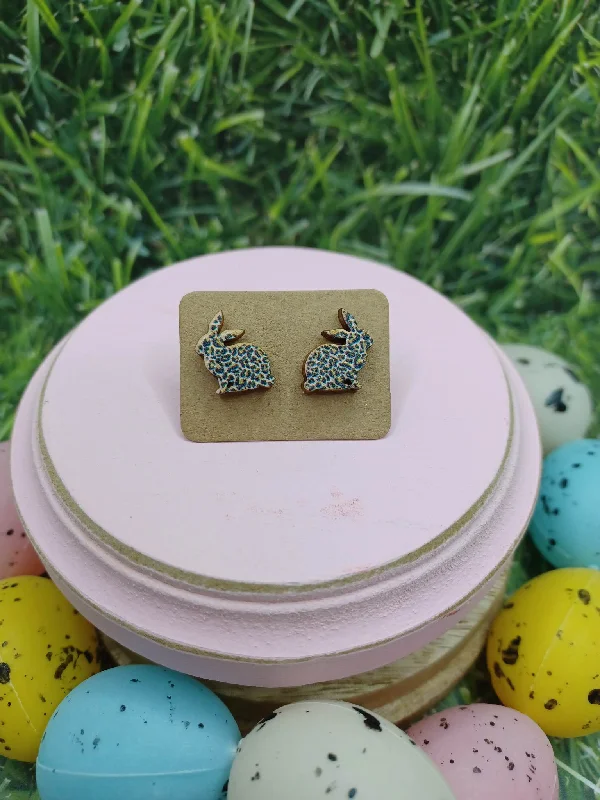 Christmas Lights Leopard Bunny Earrings
