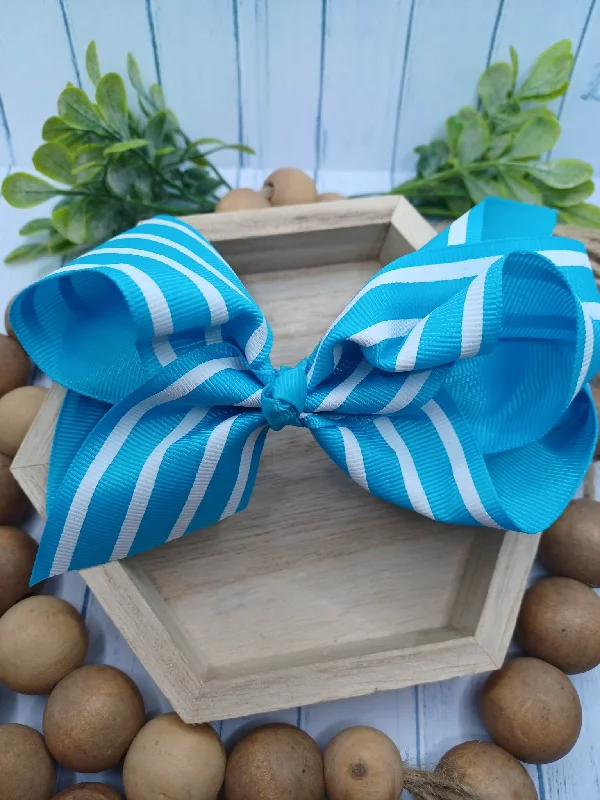 Holiday Cheer Light Blue & White Striped Hair Accessory