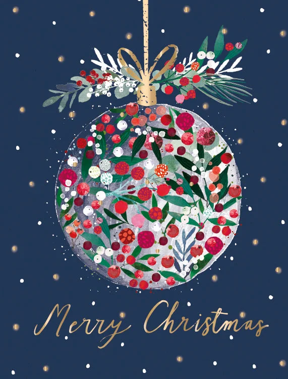 Christmas Toy Drive Foliage Bauble Christmas Cards Pack | Set of 8