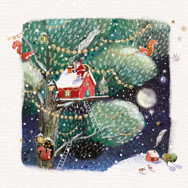 Christmas Holiday Countdown Christmas Tree House Christmas Cards Pack | Set of 8