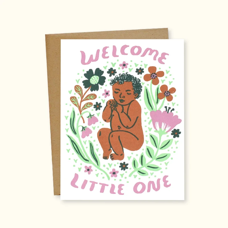 Christmas Morning Little One Purple Greeting Card