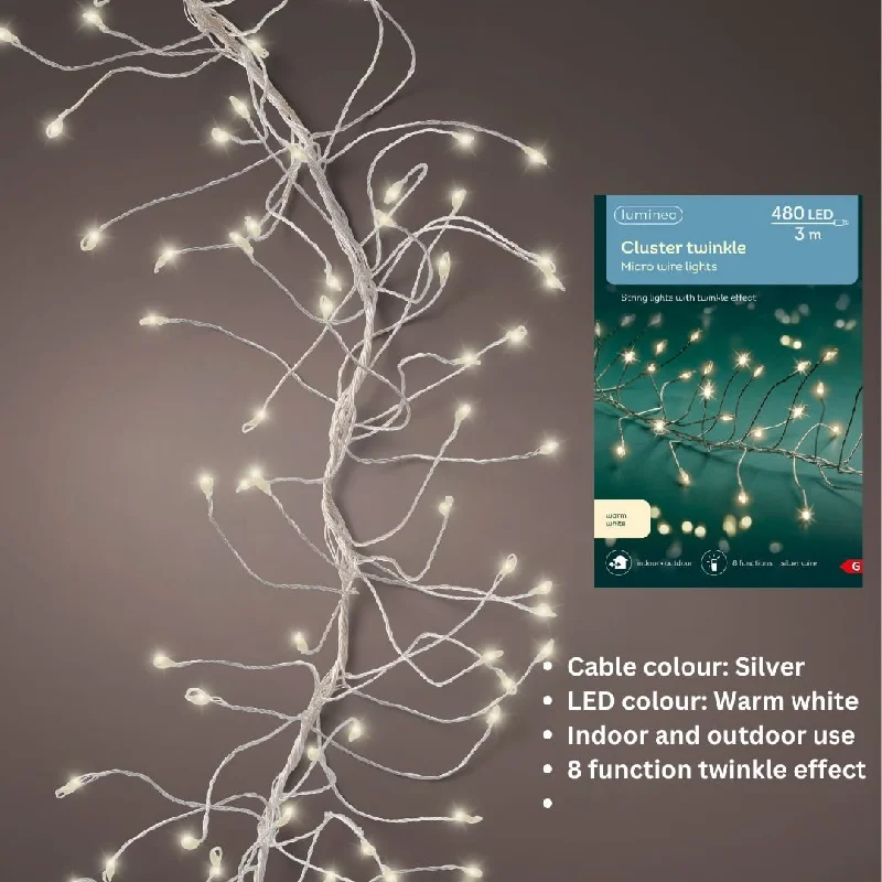Christmas Gift Packing Micro LED Christmas Cluster Twinkle Lights - Warm White