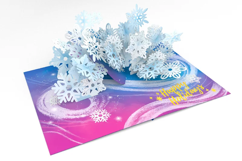 Christmas Fireplace Decor Magical Snowflakes Happy Holidays Pop-Up Card