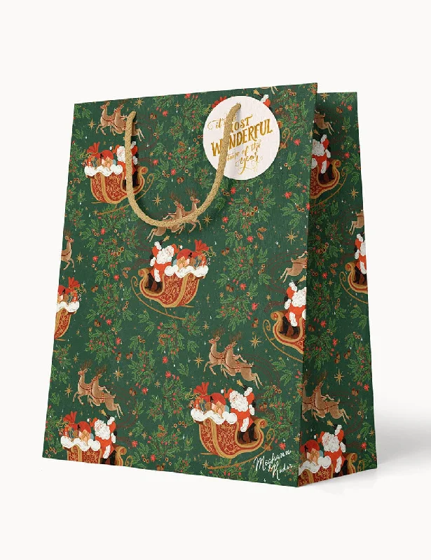 Christmas Wrapped Gifts Medium Christmas Gift Bag - Santa Sleigh