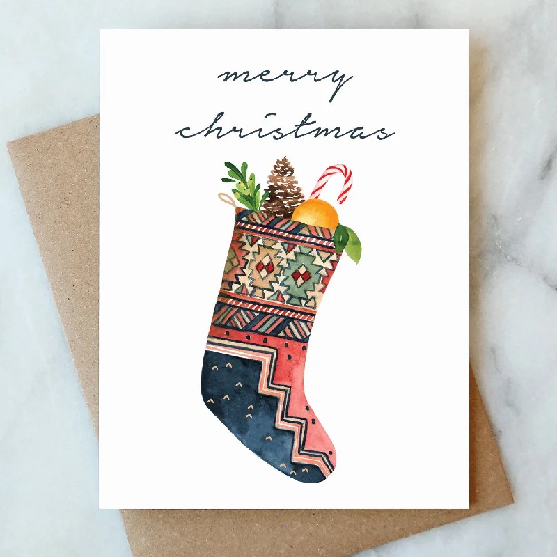 Christmas Lights Christmas Card | Stocking