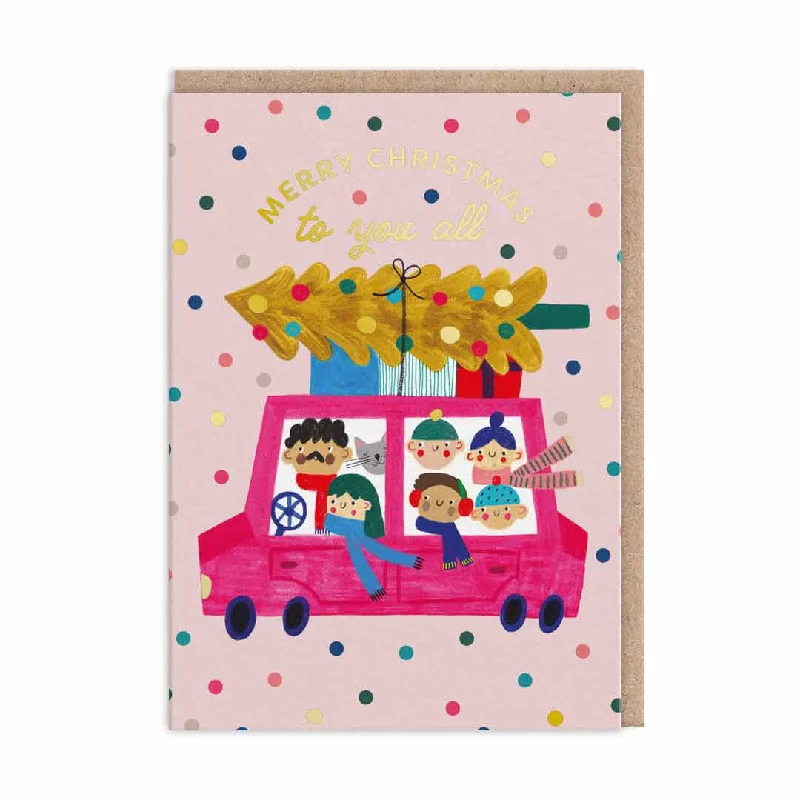 Santa Claus Merry Christmas To You All Car Holiday Greeting Card