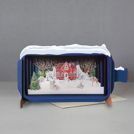 Christmas Dinner Recipes Message in a Bottle - Holiday Home Pop-Up Card