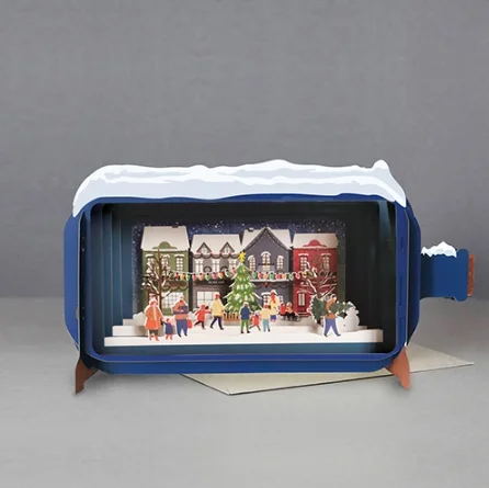 Christmas Holiday Fun Message in a Bottle - Holiday Village Pop-Up Card
