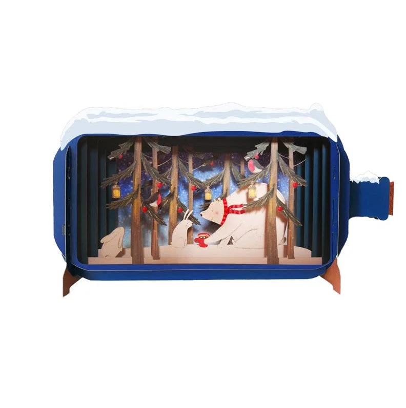 Christmas Presents Message in a Bottle - Polar Bear Pop-Up Card