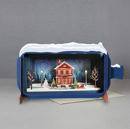Christmas DIY Crafts Message in a Bottle - Santa on Rooftop Pop-Up Card
