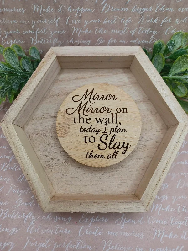 Christmas Jolly Vibes Mirror Mirror on the Wall Wooden Engraved Mirror