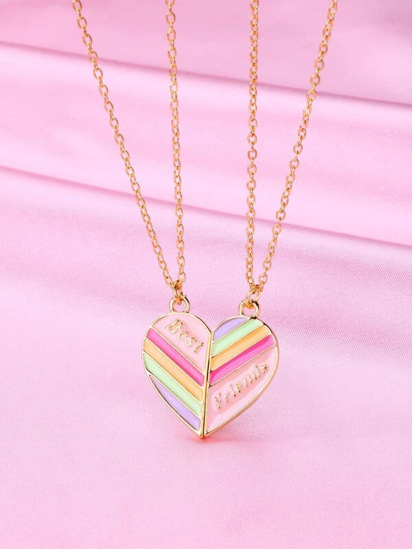 Christmas Chocolate Delights Multicolored Heart Best Friends Forever Necklace Set