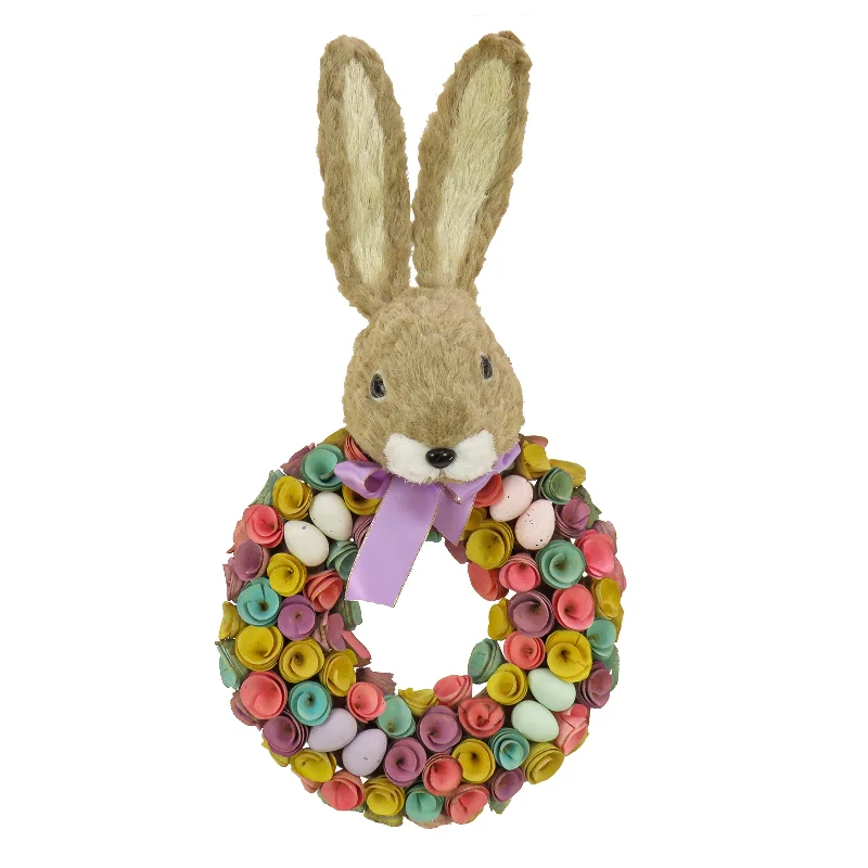 Christmas Magical Moments Artificial Hanging Wreath, Foam Base, Decorated with Colorful Flower Blooms, Pastel Eggs, Ribbon, Bunny Head, Easter Collection, 24 Inches Christmas Magical Moments Artificial Hanging Wreath, Foam Base, Decorated with Colorful Flower Blooms, Pastel Eggs, Ribbon, Bunny Head, Easter Collection, 24 Inches