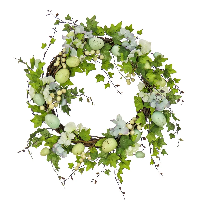 Christmas Songs Artificial Spring Wreath, Woven Branch Base, Decorated with Pastel Eggs, Blue Flowers, Ivy, Leafy Greens, Easter Collection, 22 Inches Christmas Songs Artificial Spring Wreath, Woven Branch Base, Decorated with Pastel Eggs, Blue Flowers, Ivy, Leafy Greens, Easter Collection, 22 Inches