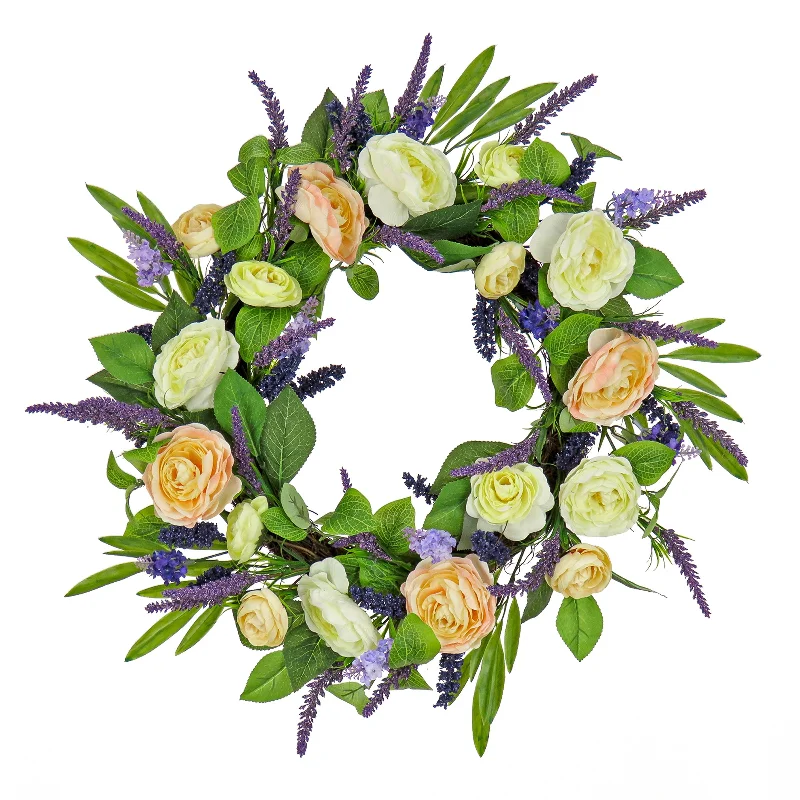 Christmas Starry Night Artificial Spring Wreath, Woven Branch Base, Decorated with Ranunculus and Astilbes Flower Blooms, Leafy Greens, Spring Collection, 24 Inches Christmas Starry Night Artificial Spring Wreath, Woven Branch Base, Decorated with Ranunculus and Astilbes Flower Blooms, Leafy Greens, Spring Collection, 24 Inches