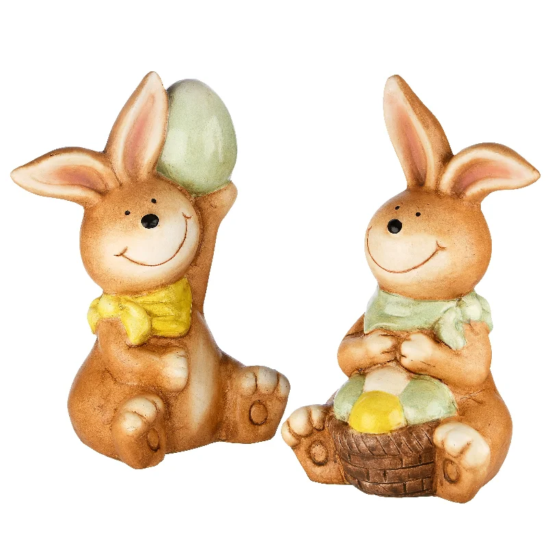 Christmas Baking Ideas Bunnies holding EggsTable Decoration, Brown, Easter Collection, 7 Inches Christmas Baking Ideas Bunnies holding EggsTable Decoration, Brown, Easter Collection, 7 Inches