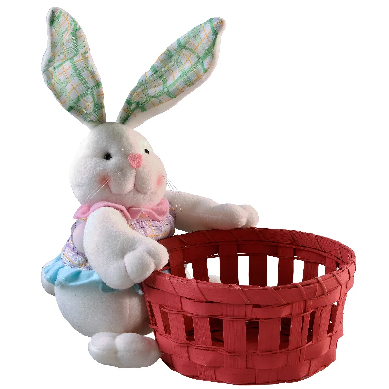 Christmas Gift Baskets Woven Red Easter Basket with Plush White Bunny Doll, Easter Collection, 8 Inches Christmas Gift Baskets Woven Red Easter Basket with Plush White Bunny Doll, Easter Collection, 8 Inches