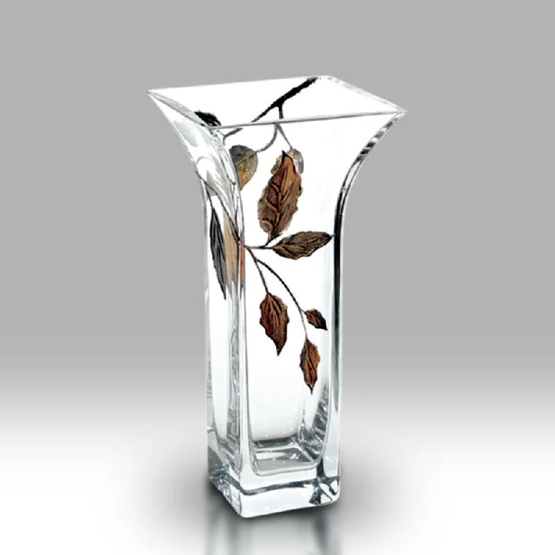 Christmas Tree Glitter Nobile Gold Leaf Flared Vase - 22.5cm