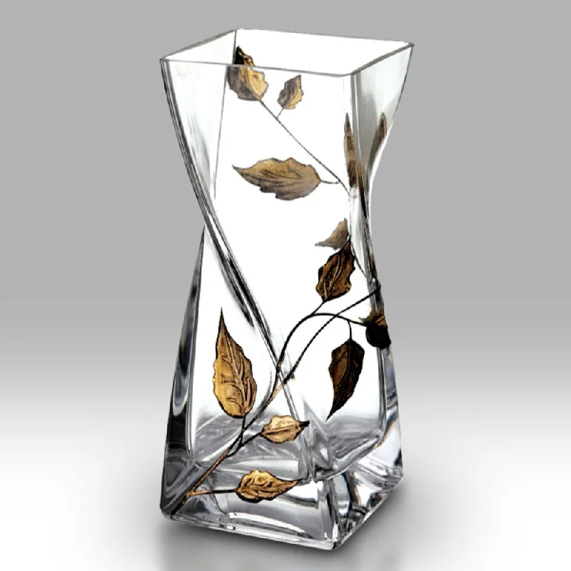 Cozy Christmas Nobile Gold Leaf Twist Vase - 20cm