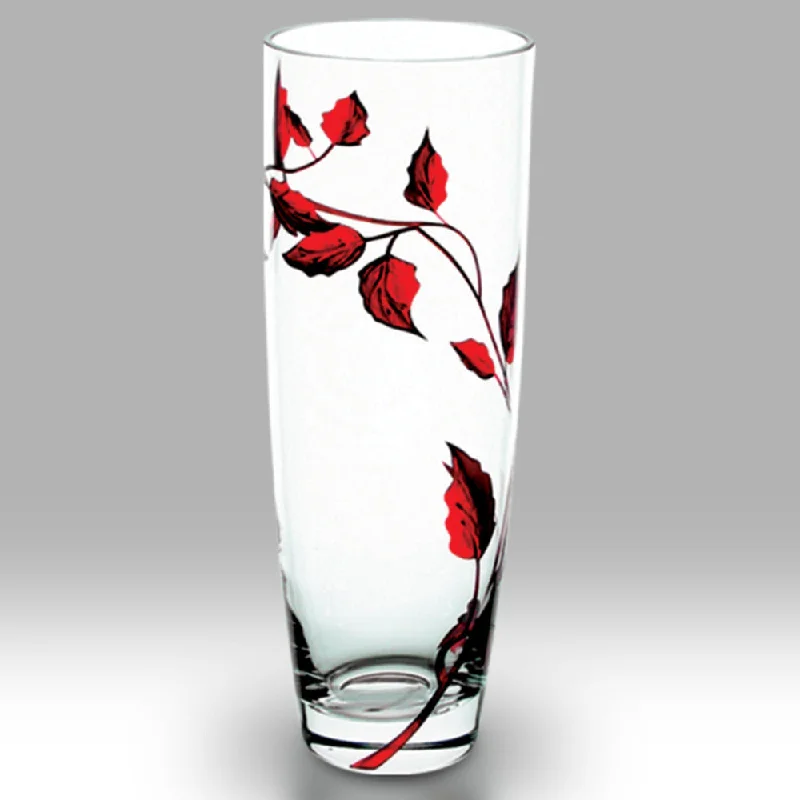 Christmas Countdown Nobile Ruby Leaf Cylinder Vase - 25cm