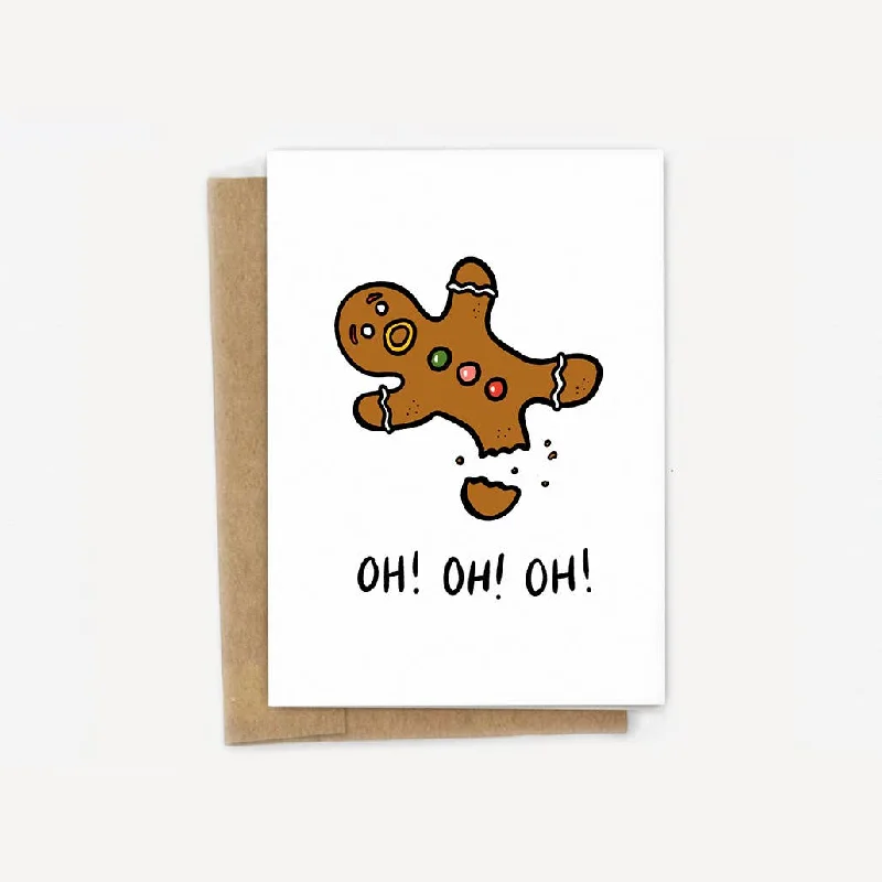 Christmas Gift Exchange Oh! Oh! Oh! Gingerbread Man Holiday Card