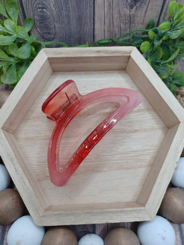 Christmas Reindeer Ombre Red Half Moon Jaw Clip